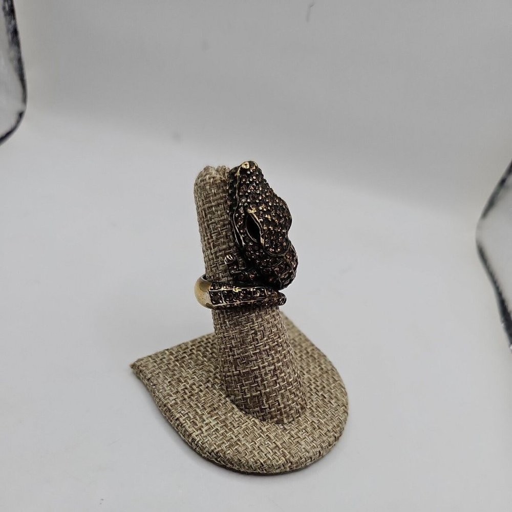 Ring Size 6.50 Alligator Shape Yellow Rhinestones - Picture 4 of 8